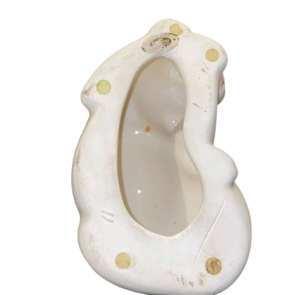 Vintage Lasting Products USA Ceramic Sleeping Cat Figurine w/ Hand Painted Roses